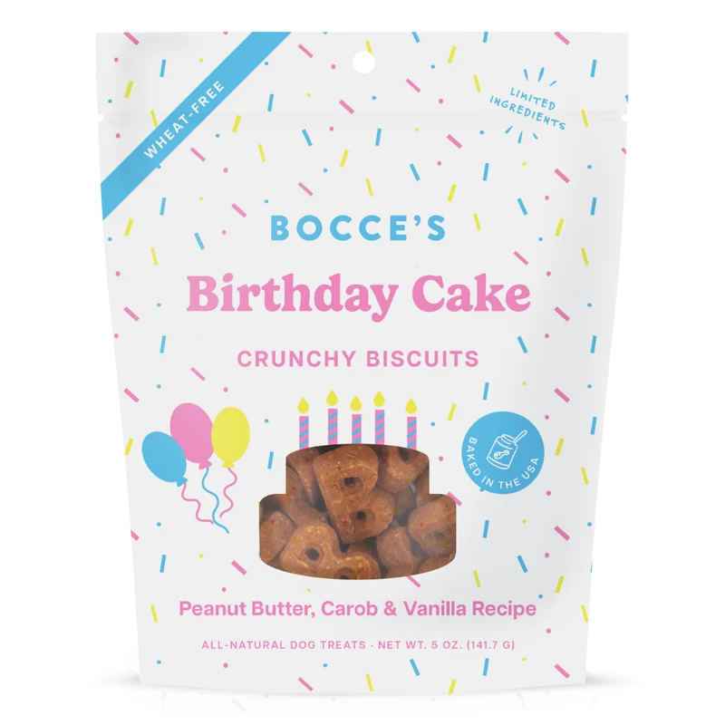 Bocce's Bakery Birthday Cake Biscuits Dog Treat 5oz