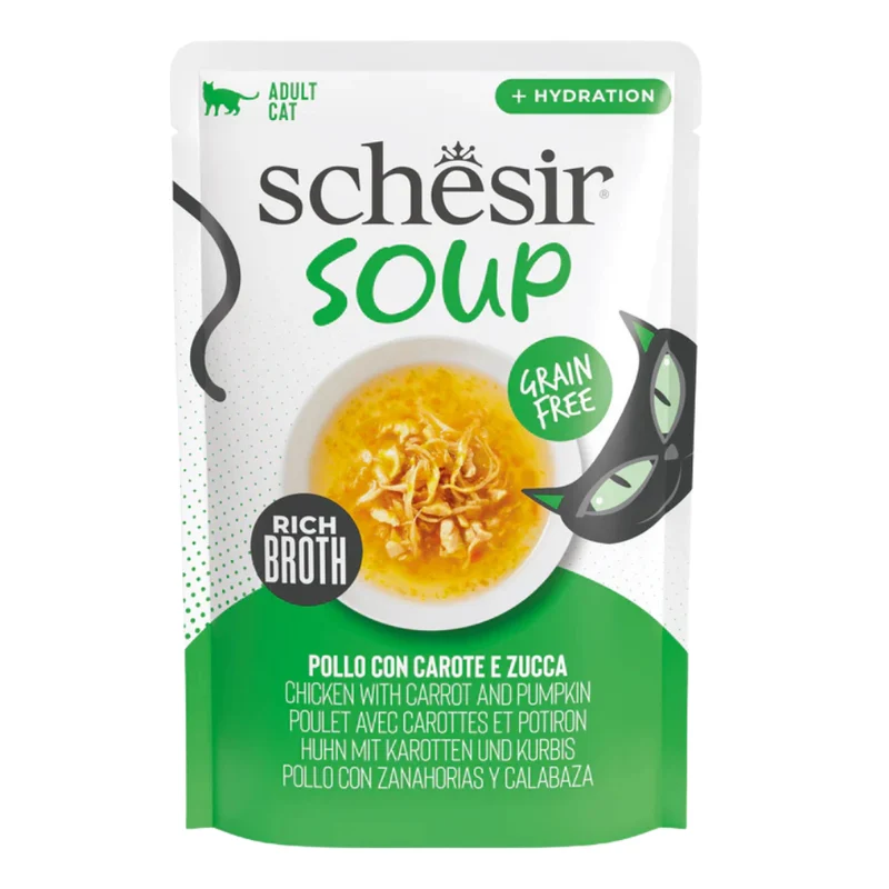 Schesir Chicken Pumpkin In Soup Pouch Wet Cat Food 40g