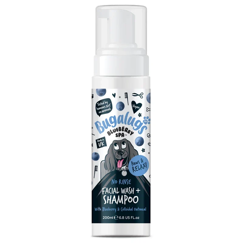 Bugalugs Blueberry SPA No Rinse Facial Wash + Shampoo For Dogs 200ml