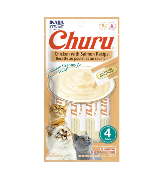 Inaba Churu Chicken with Salmon Recipe Cat Treats 14G 4x14g