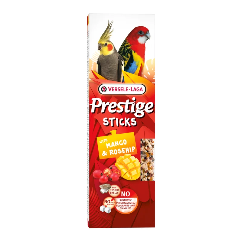 Versele Laga Prestige Sticks Big Parakeets with Mango & Rosehip Bird Treat 140G