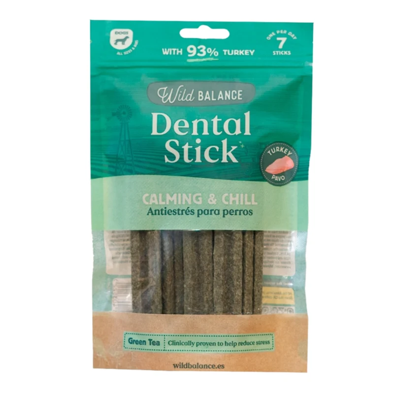 Wild Balance Turkey, Green Tea & Mint Dental Sticks With Calming Effect Dog Treat 7PCS