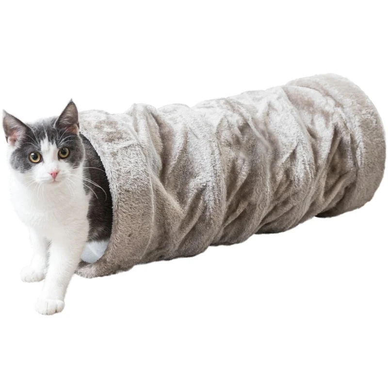 Trixie Plush Playing Tunnel For Cats Grey 22x60cm