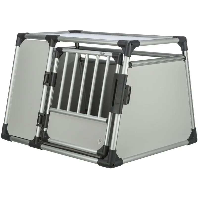 Trixie Aluminium Dog Transport Crate Box With Panel Door Light Grey