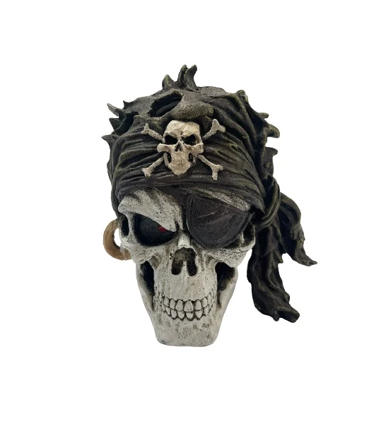 AquaSpectra Pirate Skull Black Bandana Aquarium Decor 17x15x18cm