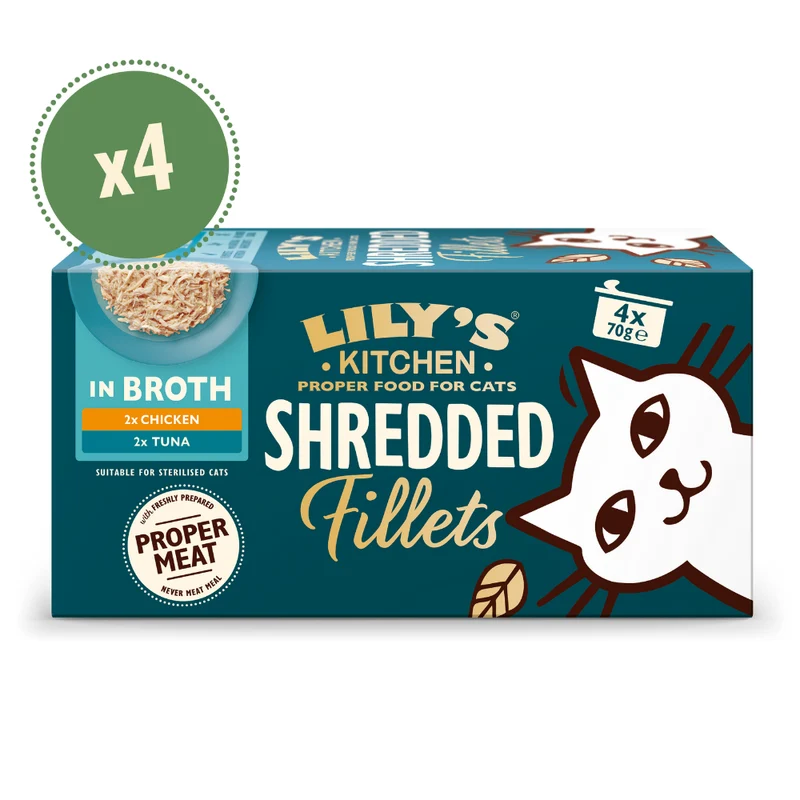 Lily's Kitchen Shredded Fillets In Broth Multipack Wet Cat Food 4x70G