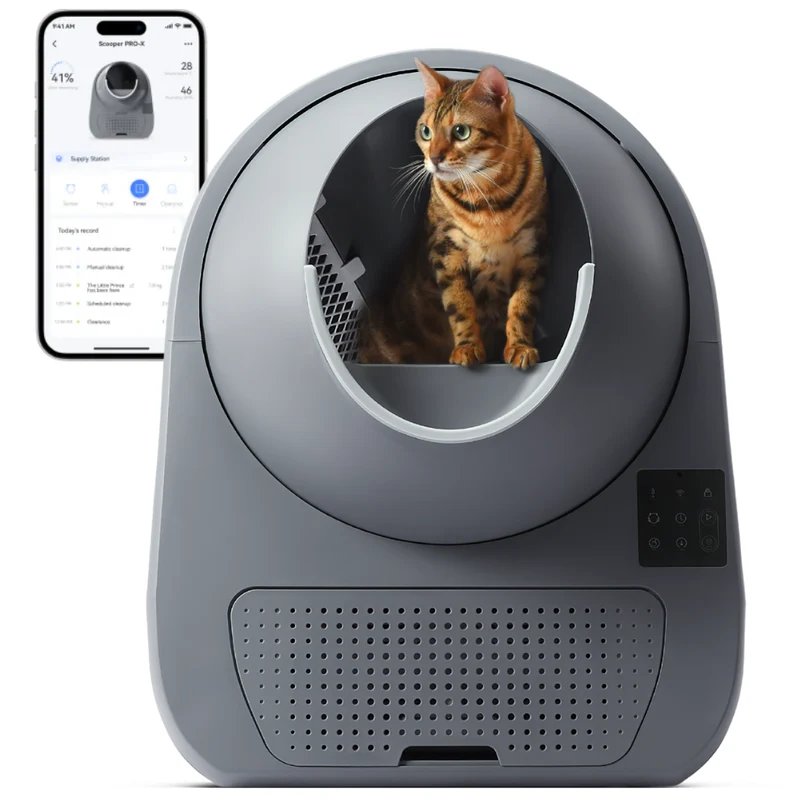 Catlink Scooper Luxury Pro X AI Self Cleaning With Odour Removal Cat Litter Box 13L 60x58x71cm - Grey
