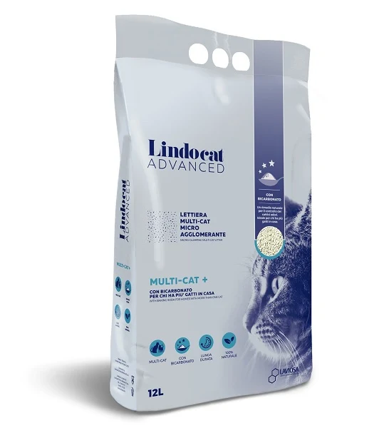 Lindocat Advanced Multi-Cat + White Bentonite Clumping Cat Litter 12L