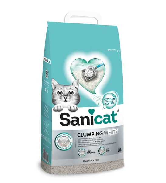 Sanicat Clumping White Unscented Cat Litter 8L