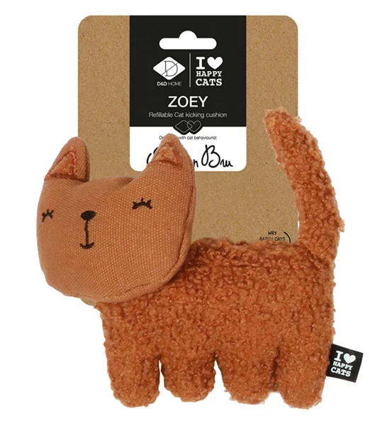 D&D Home I Love Happy Cats Zoey Refillable Cat Kicking Cushion Cat Toy 15x5x12cm