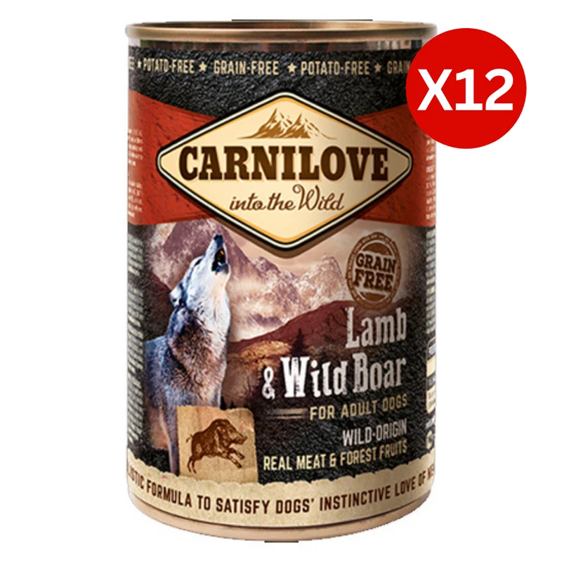 Carnilove Lamb & Wild Boar for Adult Dog Wet Food 400G - Pack of 12