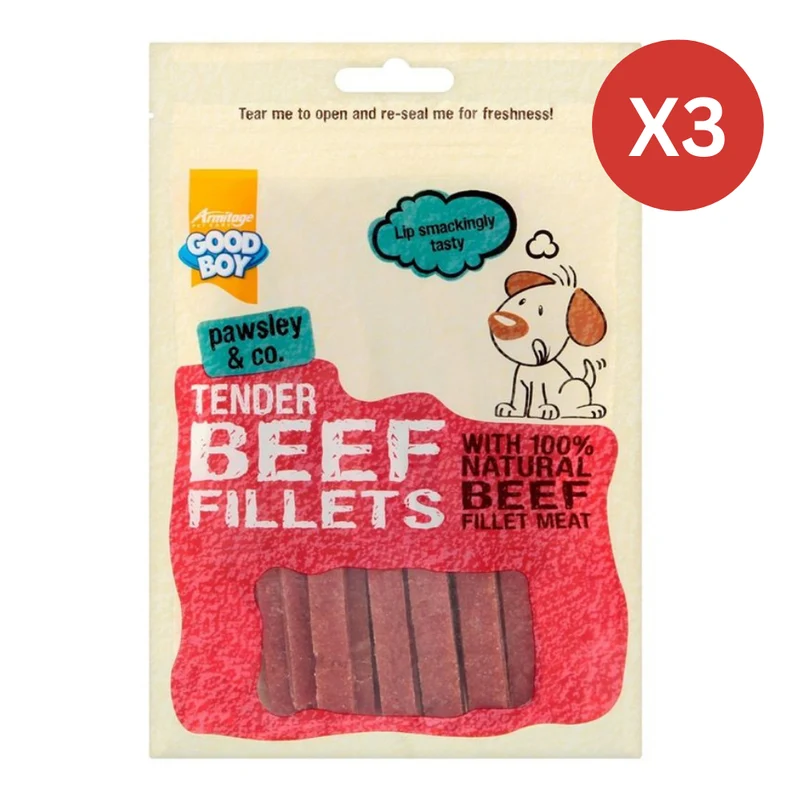 Armitage Good Boy Tender Beef Fillets Dog Treats 90G - Pack of 3