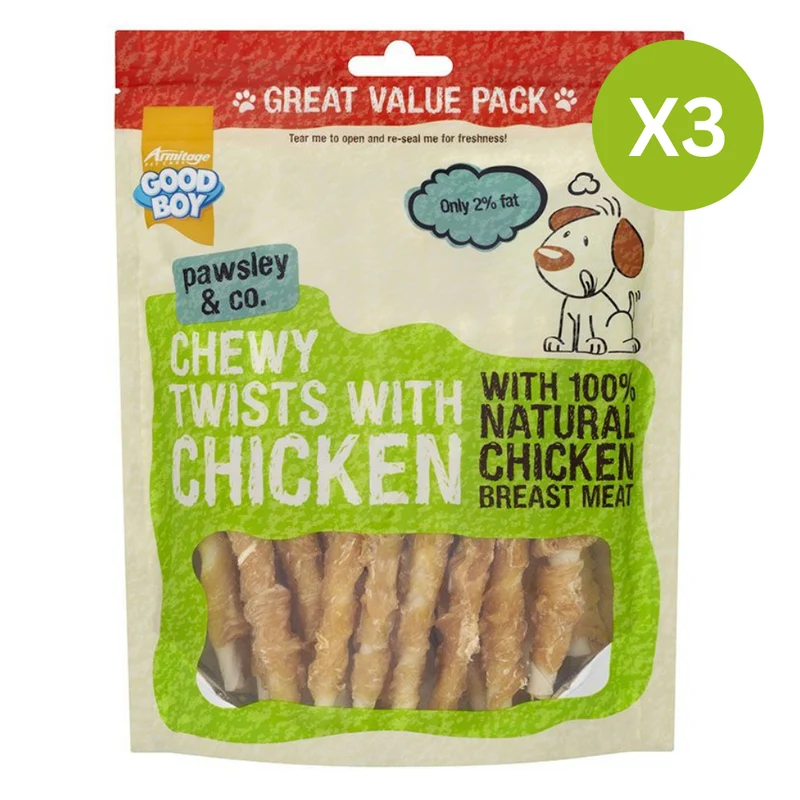 Armitage Good Boy Chewy Chicken Twists Dog Treats 320G - Pack of 3