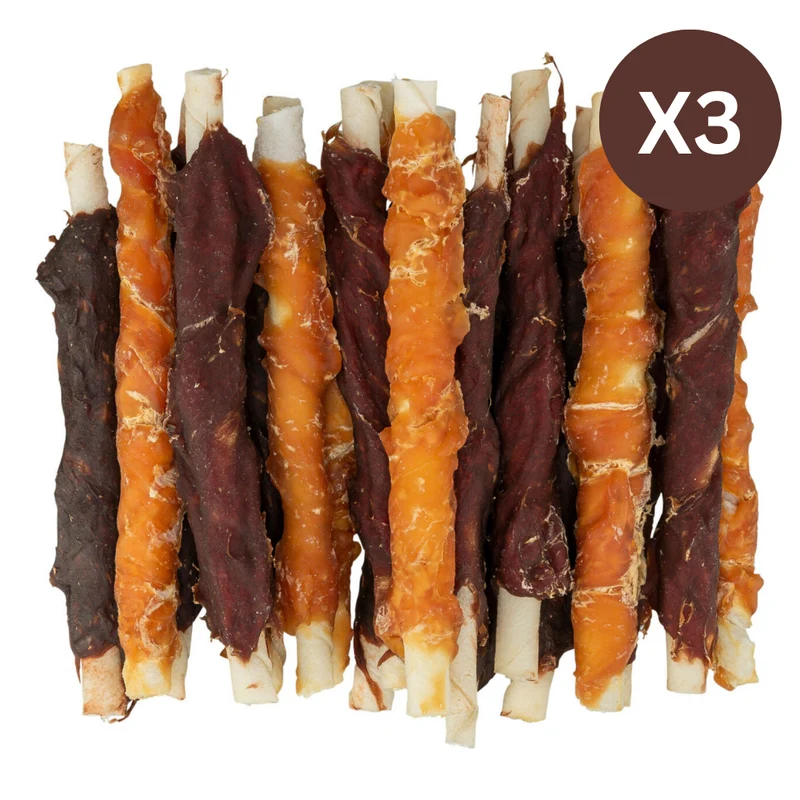 Trixie Denta Fun Chewing Roll Mix Dog Chews 250G - Pack of 3