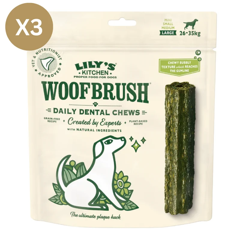 Lily's Kitchen Woofbrush Dental Dog Chews Bulk Pack Treats Large - Pack of 3