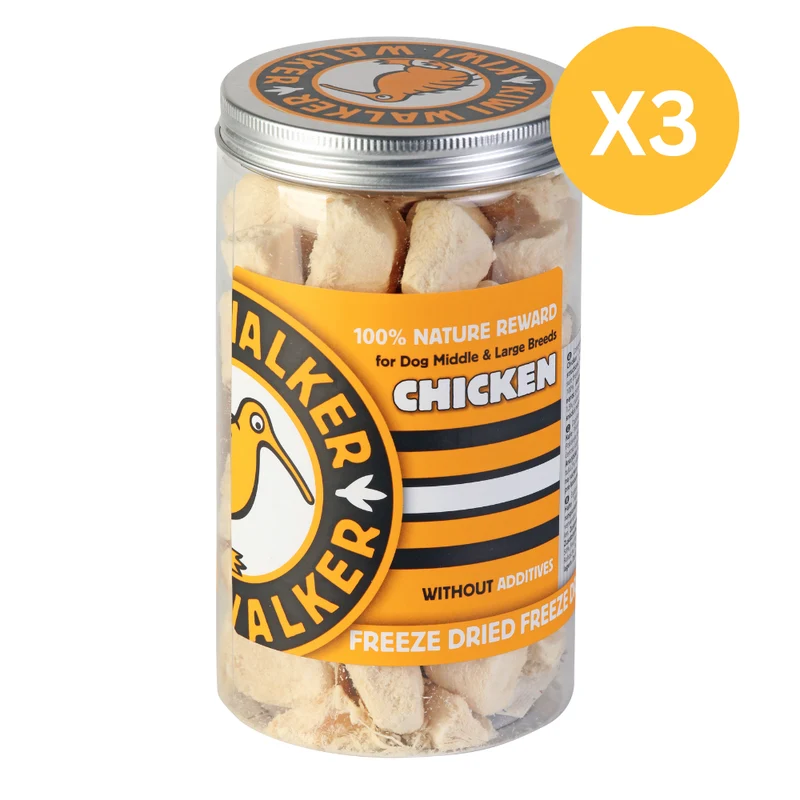 KIWI WALKER Freeze Dried Grain Free Chicken Circle Dog & Cat Treats 120G - Pack of 3