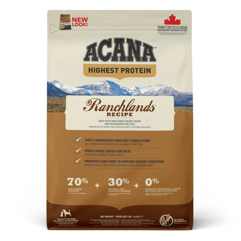 Acana Highest Protein Rachlands Recipe Dry Dog Food 2KG