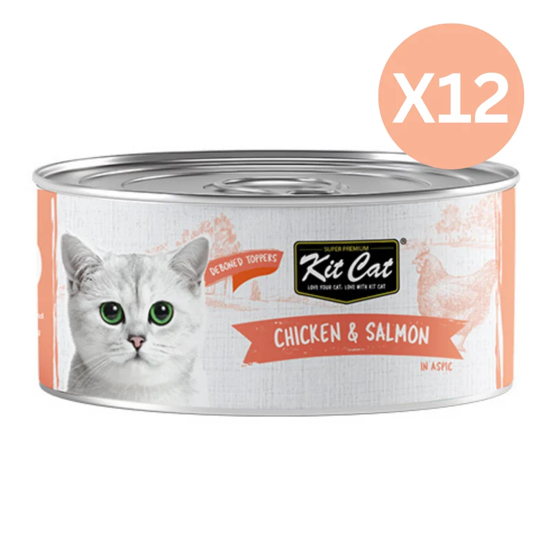 Kit Cat Grain Free Chicken & Salmon Topper Wet Cat Food 80G - Pack of 12