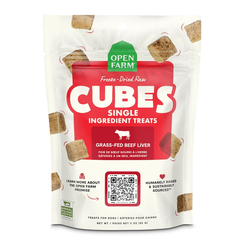 Open Farm Freeze Dried Raw Single Ingredient Beef Liver Cube Dog Treat 85G