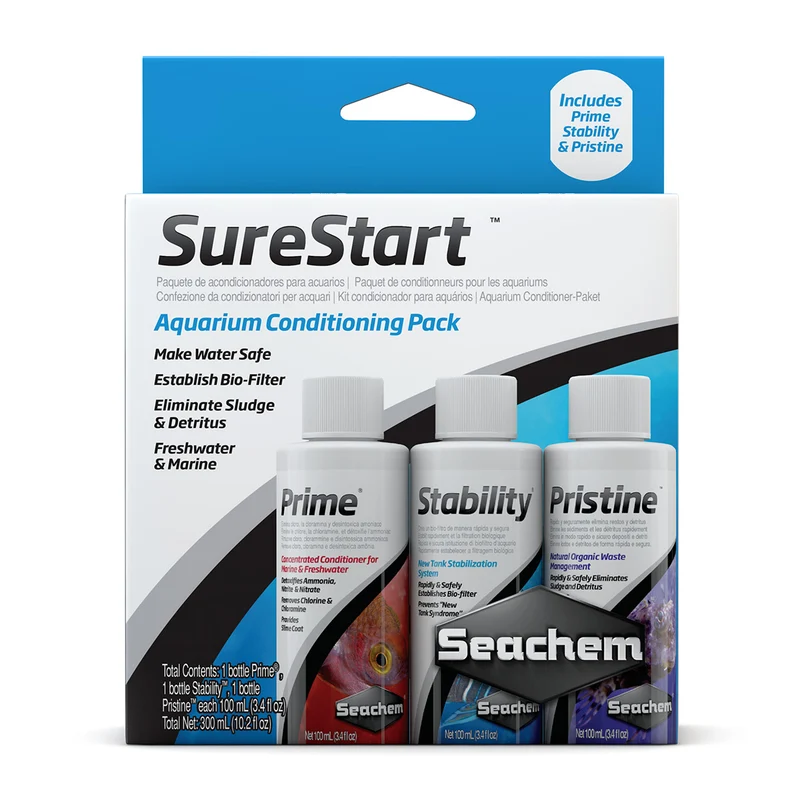 Seachem Sure Start Pack Aquarium Water Conditioner 3x100ml