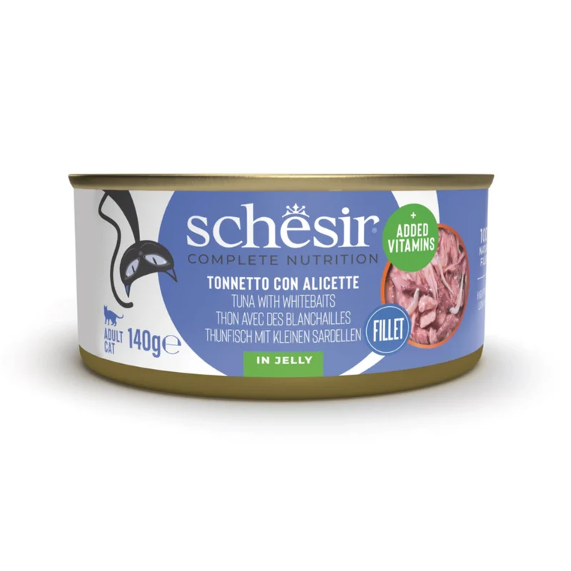 Schesir Tuna With Whitebaits In Jelly Canned Wet Cat Food 140G