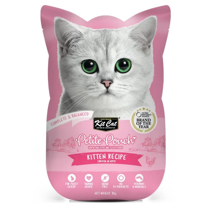 Kit Cat Petite Pouch - Kitten Chicken In Aspic Wet Cat Food 70G
