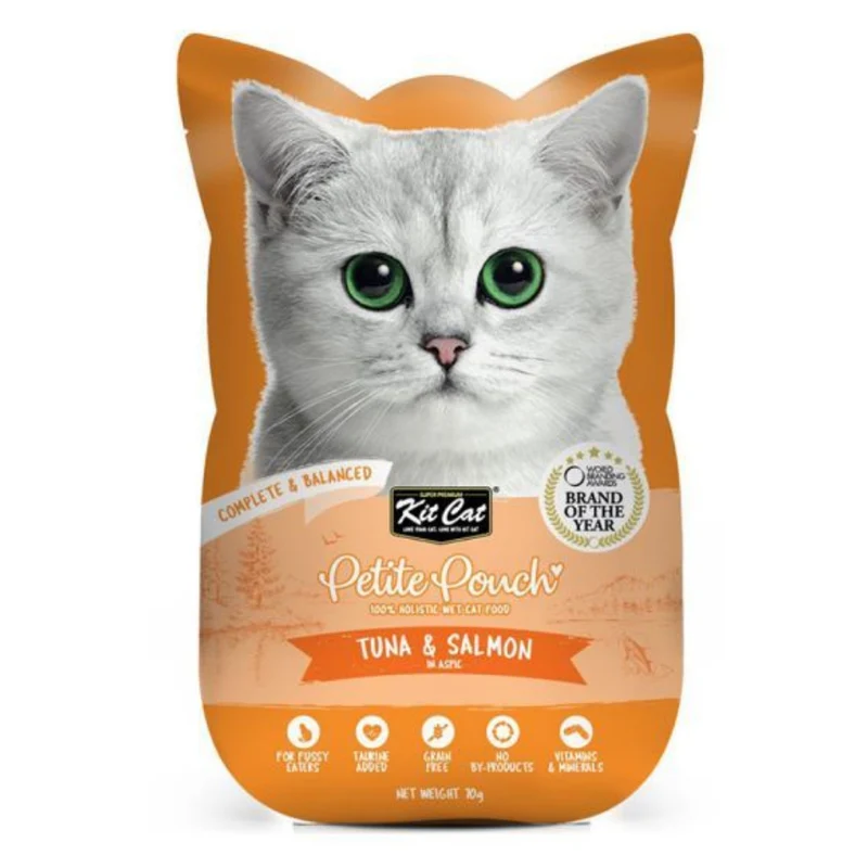 Kit Cat Petite Pouch - Tuna & Salmon In Aspic Wet Cat Food 70G