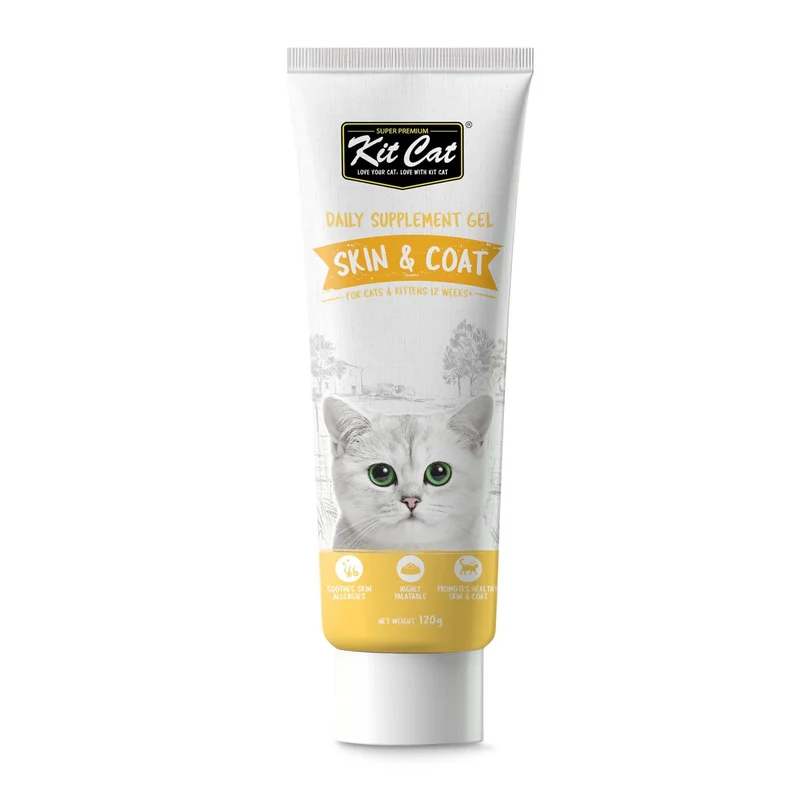 Kit Cat Daily Nutritional Supplement Gel Skin & Coat for Cats & Kittens 120G