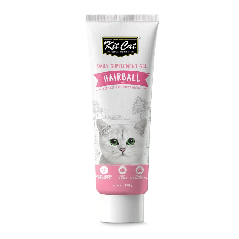 Kit Cat Daily Nutritional Supplement Gel Hairball for Cats & Kittens 120G