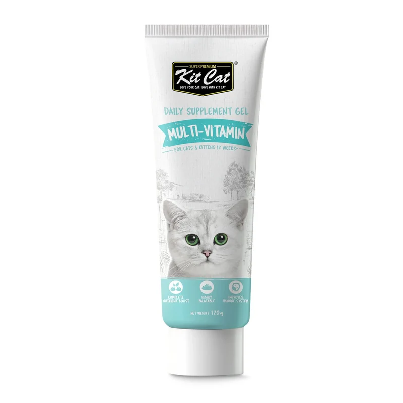 Kit Cat Daily Nutritional Supplement Gel Multi-Vitamins for Cats & Kittens 120G