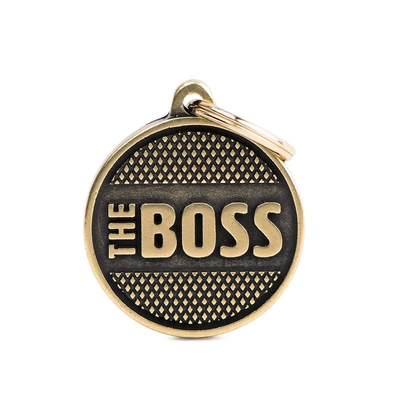 My Family Bronx Rhombus The Boss Round ID Tag - ENGLISH BRASS/BIG