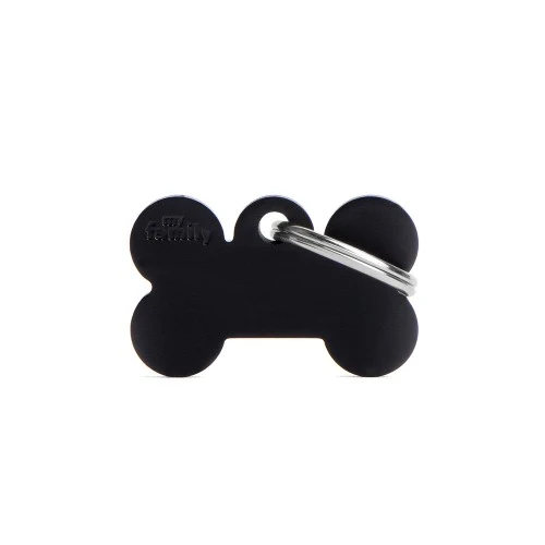 My Family Basic Aluminum Bone Dog ID Tag - Black/Small