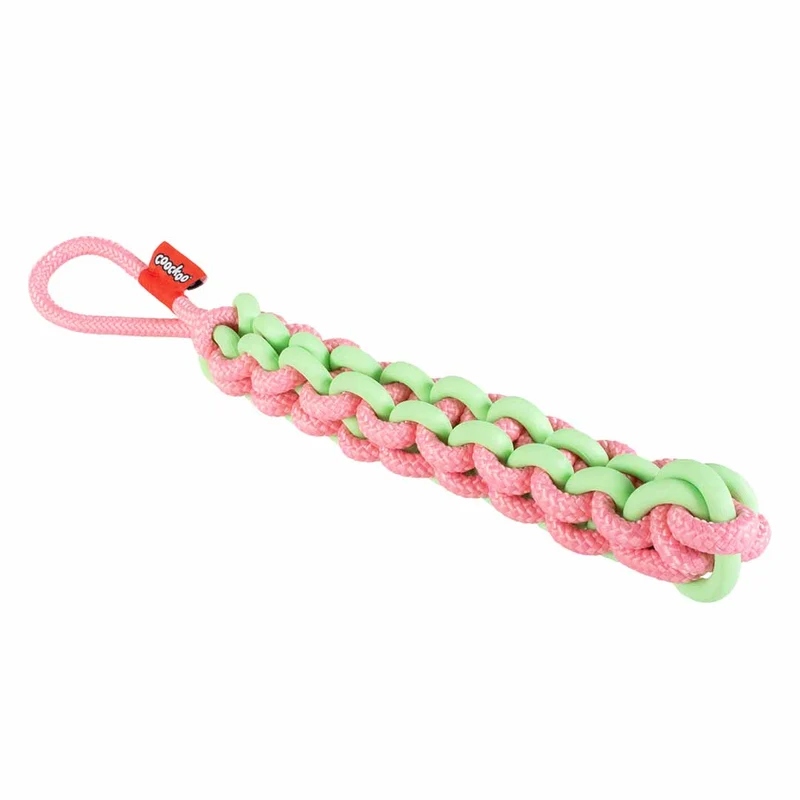 Ebi Coockoo Twisting Tugger Dog Tug Toy - Green & Pink/45X4.5cm