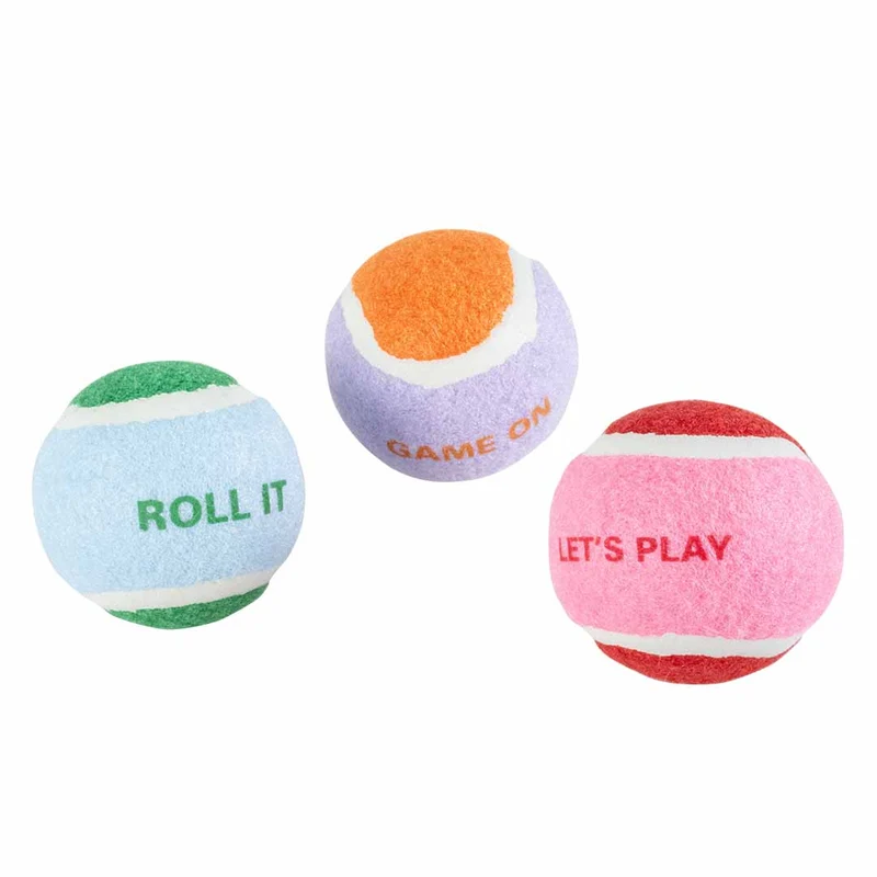 Ebi Coockoo Let's Play Set Of 3 - Tennis Ball Dog Catch & Fetch Toy 3x6.4cm