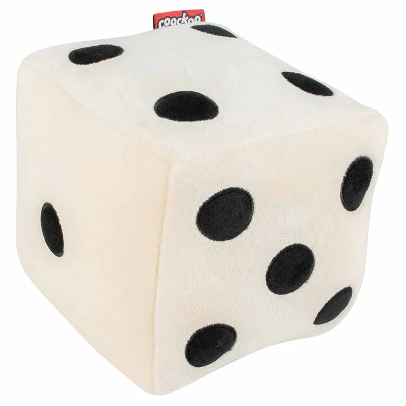 Ebi Coockoo Roll The Dice Plush Dog Squeaker Toy - White/16x16x16cm