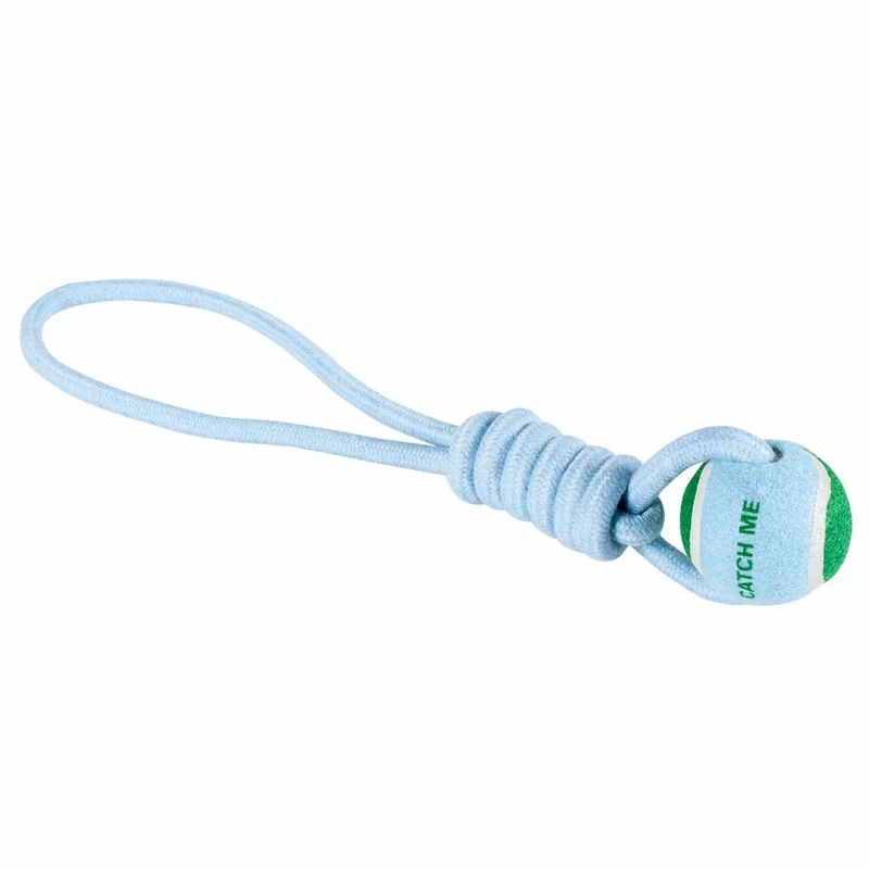 Ebi Coockoo Catch Me Ball With Rope Loop Dog Fetch Toy - Blue/6x45x6cm