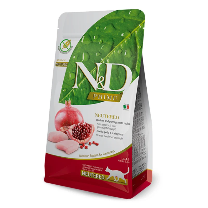 Farmina N&D Neutered Chicken & Pomegranate Dry Cat Food - 1.5KG