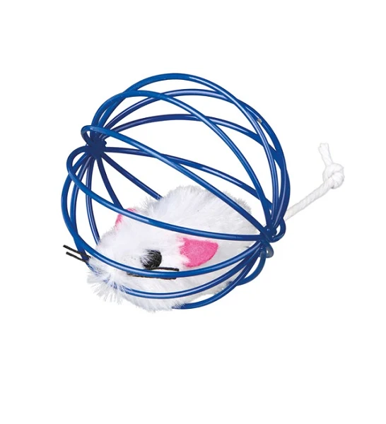 Trixie Plush Mouse in Wire Ball Toy for Cats