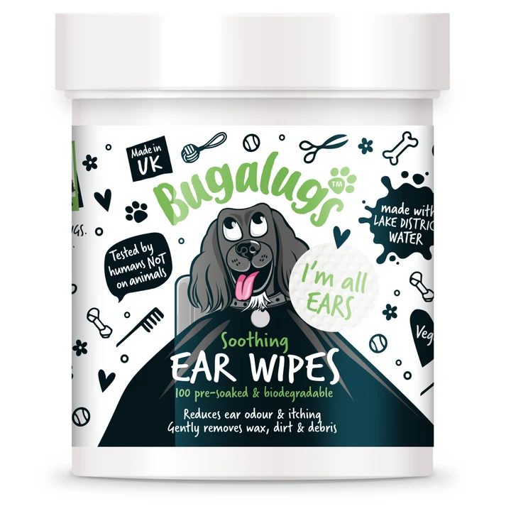 Bugalugs Soothing Biodegradable Ear Wipes for Dogs 100WIPES