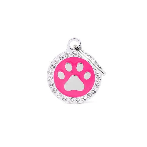 My Family Glam Circle with Paw ID Tag - FUCHSIA/SMALL