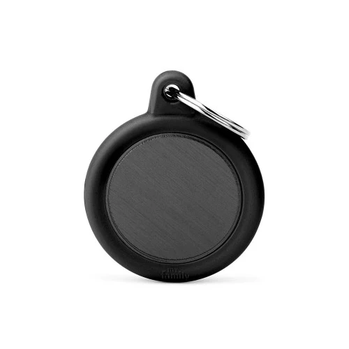 My Family Aluminum Circle ID Tag with Rubber - BLACK/3.1X3.8CM