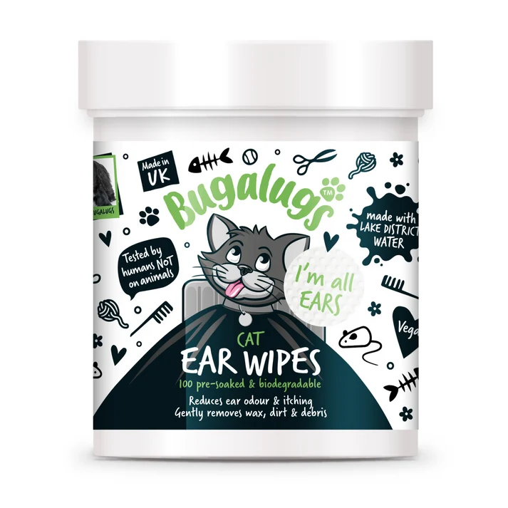 Bugalugs Soothing Biodegradable Ear Wipes for Cats 100WIPES