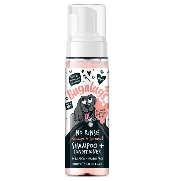 Bugalugs Papaya & Coconut No Rinse Dog Shampoo & Conditioner 200ML