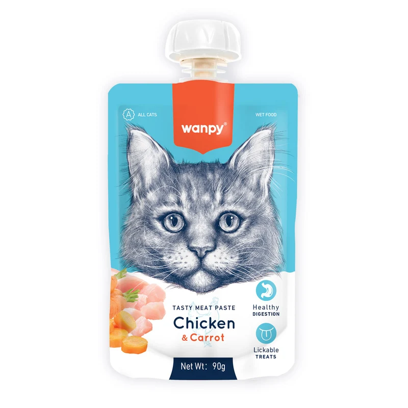 Wanpy Tasty Meat Paste Chicken with Carrot & Pea Cat Treats 90g