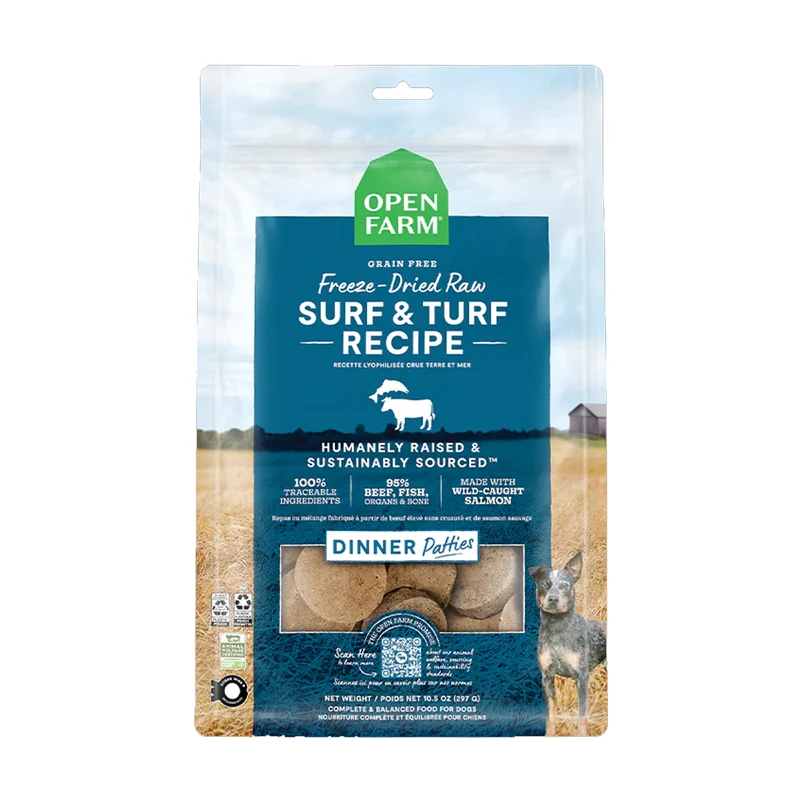 Open Farm Surf & Turf Freeze Dried Raw Patties Dog Food 297G