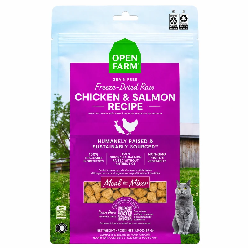 Open Farm Freeze Dried Raw Chicken & Salmon Morsels Dry Cat Food 99G