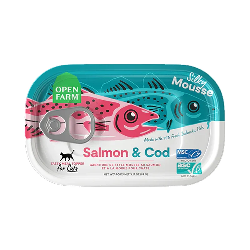 Open Farm Silky Mousse Salmon & Cod Meal Fish Topper for Cats 89G