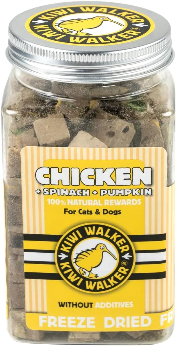 KIWI WALKER Freeze Dried Chicken Spinach Pumpkin Dog & Cat Treats 100G