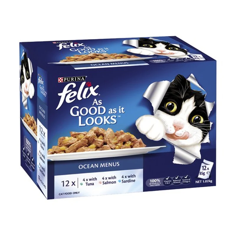 PURINA Felix as Good as it Looks Ocean Menus Wet Cat Food Pack 12X85G