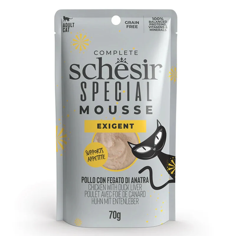 Schesir Special Mousse Exigent Chicken With Duck Liver Adult Wet Cat Food 70G